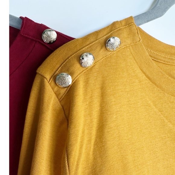 Rafaella Long Sleeve T-Shirt Gold Button Detail Medium Bundle of Two Red Orange - Picture 3 of 8
